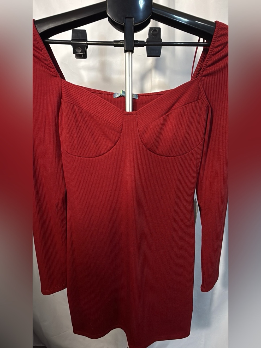 Good Luck Gem Burgundy Long Sleeve Dress- S